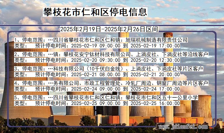 四川省攀枝花仁和停电通知