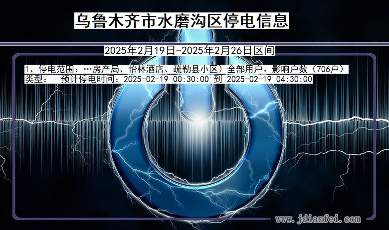 新疆维吾尔自治区乌鲁木齐水磨沟停电通知