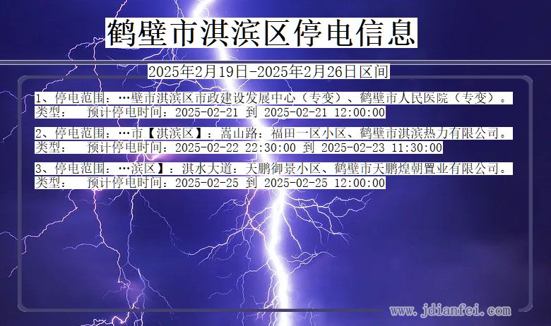 河南省鹤壁淇滨停电通知