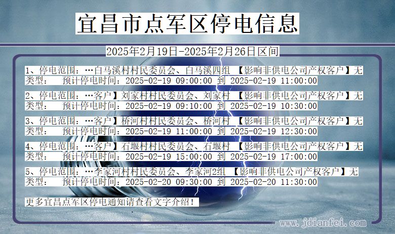 湖北省宜昌点军停电通知