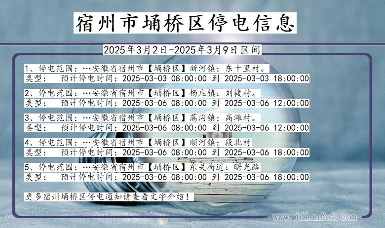 安徽省宿州埇桥停电通知