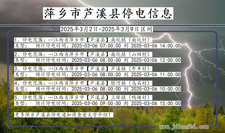 江西省萍乡芦溪停电通知