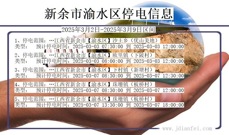 江西省新余渝水停电通知