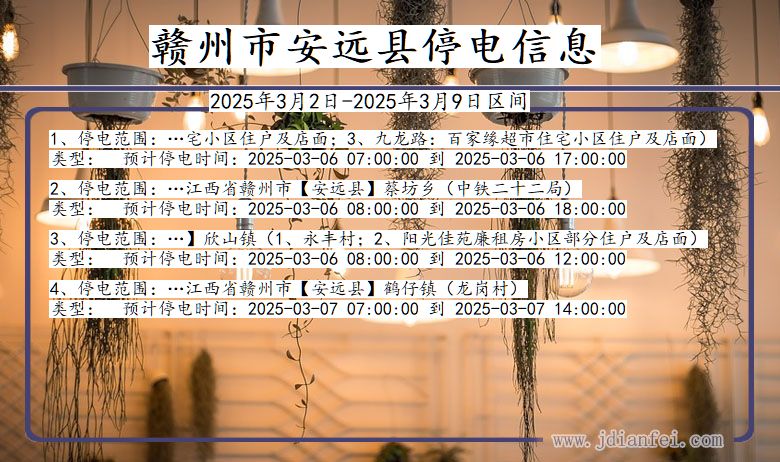 江西省赣州安远停电通知