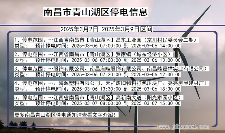 江西省南昌青山湖停电通知