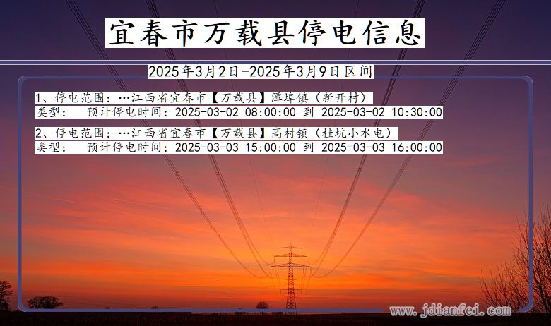 江西省宜春万载停电通知