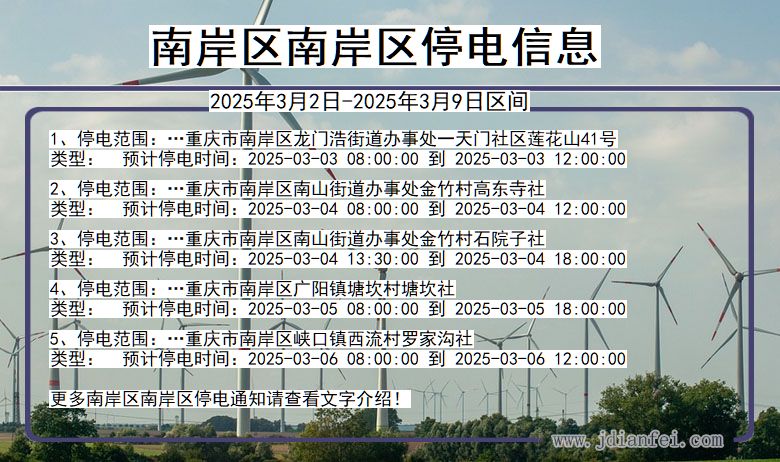 重庆市南岸区南岸停电通知