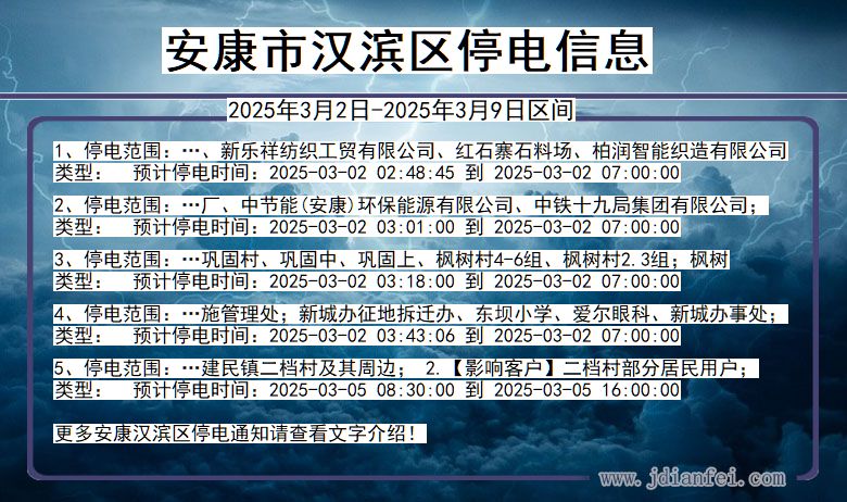 陕西省安康汉滨停电通知