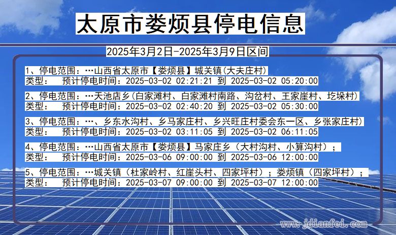 山西省太原娄烦停电通知