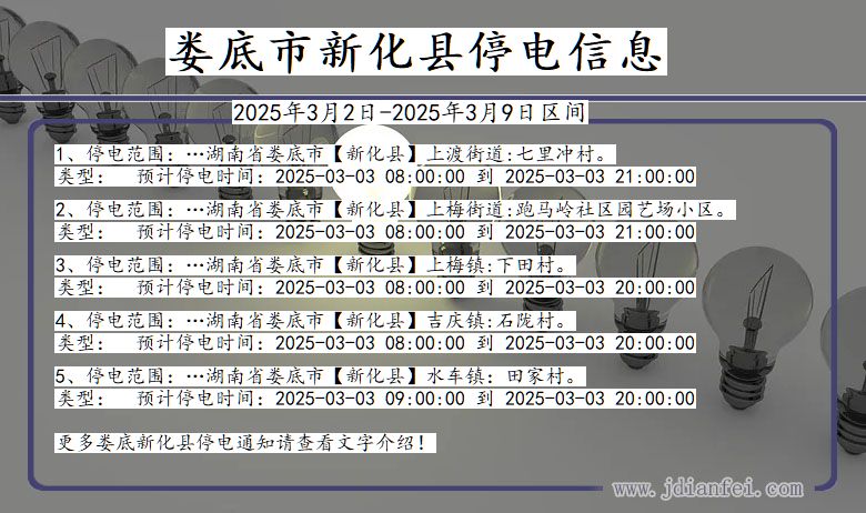 湖南省娄底新化停电通知