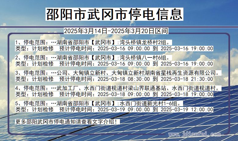 湖南省邵阳武冈停电通知