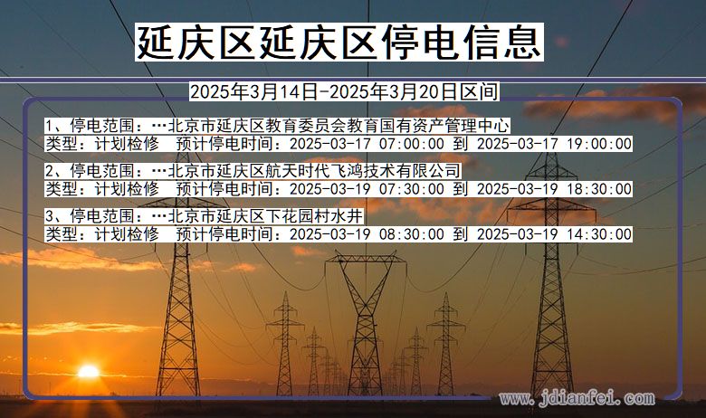 北京市延庆区延庆停电通知