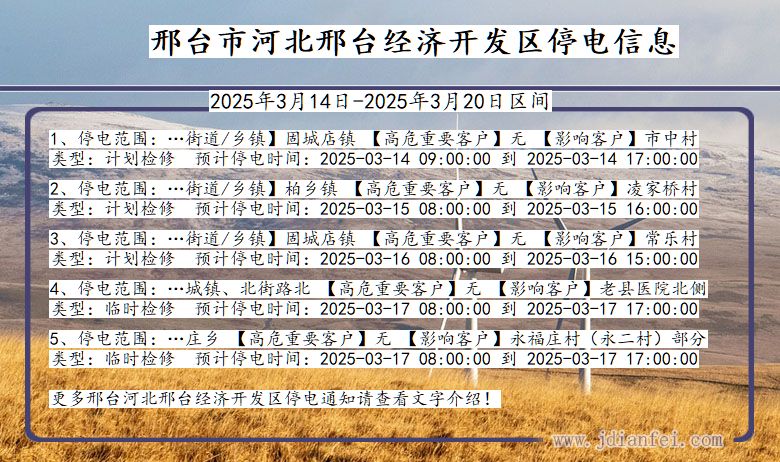 河北省邢台河北邢台经济开发停电通知