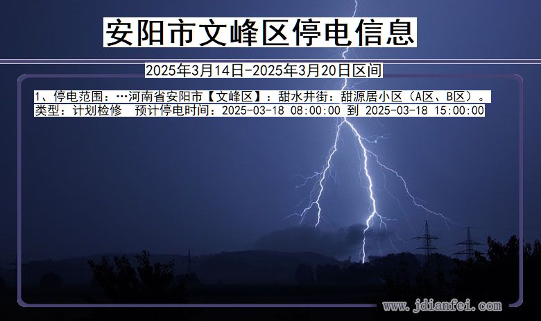 河南省安阳文峰停电通知